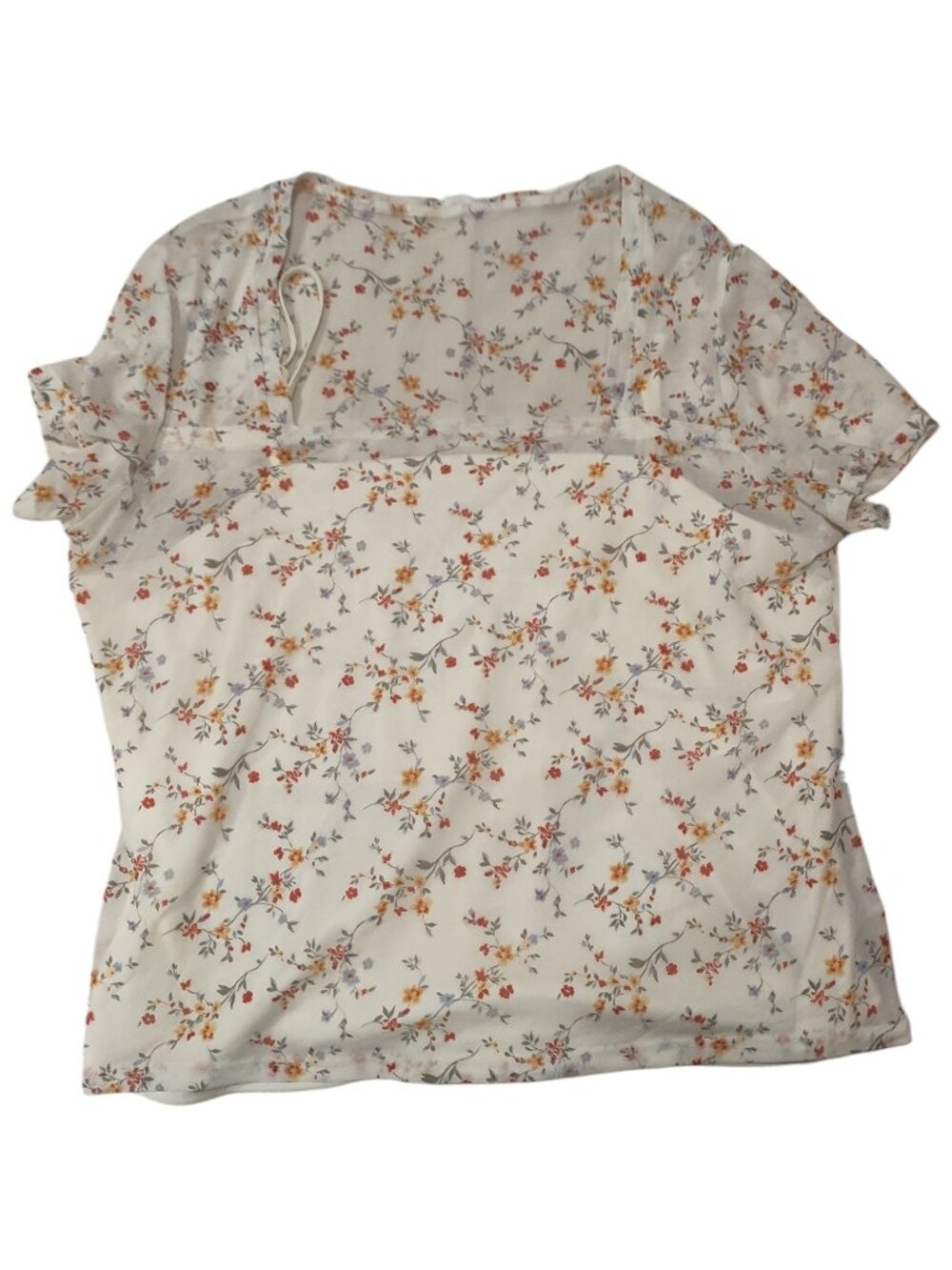 No Boundaries Cream and Floral Blouse Sheer Mesh and Undershirt Size XL/XG 15-17